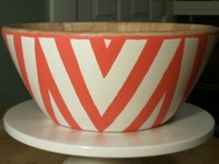 everythingforthelove Chevron Painted Wood Bowl